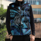 Personalised Maori Romantic Valentine Sleeveless Puffer Jacket The Hongi Kiss Blue Galaxy