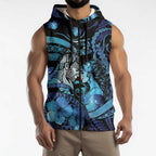 Personalised Maori Romantic Valentine Sleeveless Zip Hoodie The Hongi Kiss Blue Galaxy