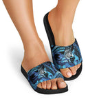 Maori Romantic Valentine Slide Sandals The Hongi Kiss Blue Galaxy