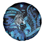 Maori Romantic Valentine Spare Tire Cover The Hongi Kiss Blue Galaxy