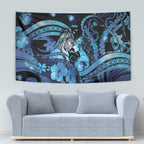 Maori Romantic Valentine Tapestry The Hongi Kiss Blue Galaxy