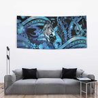 Maori Romantic Valentine Tapestry The Hongi Kiss Blue Galaxy