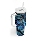 Personalised Maori Romantic Valentine Tumbler With Handle The Hongi Kiss Blue Galaxy