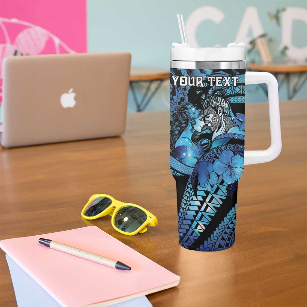 Personalised Maori Romantic Valentine Tumbler With Handle The Hongi Kiss Blue Galaxy