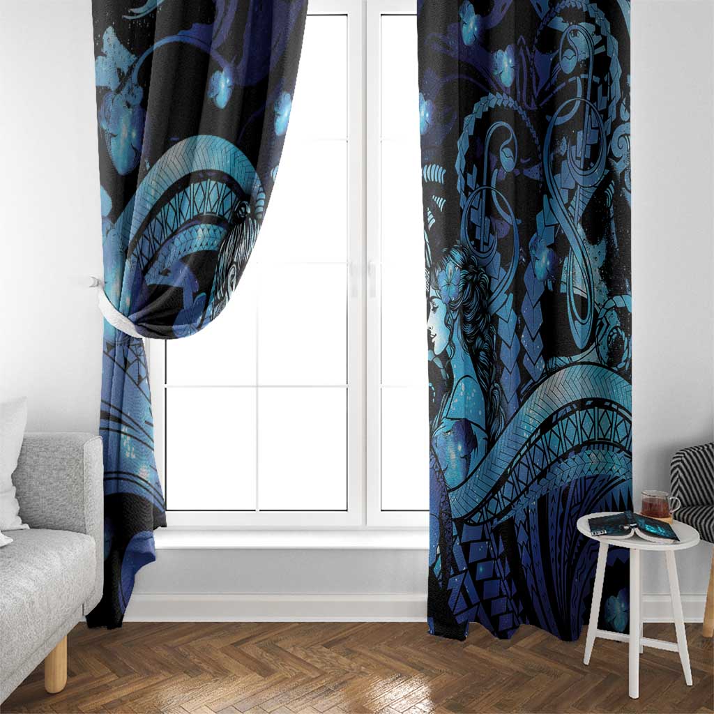Maori Romantic Valentine Window Curtain The Hongi Kiss Blue Galaxy