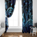 Maori Romantic Valentine Window Curtain The Hongi Kiss Blue Galaxy