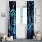 Maori Romantic Valentine Window Curtain The Hongi Kiss Blue Galaxy