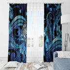 Maori Romantic Valentine Window Curtain The Hongi Kiss Blue Galaxy