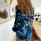 Personalised Maori Romantic Valentine Women Casual Shirt The Hongi Kiss Blue Galaxy