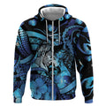 Personalised Maori Romantic Valentine Zip Hoodie The Hongi Kiss Blue Galaxy