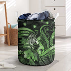 Maori Romantic Valentine Laundry Basket The Hongi Kiss Green Galaxy