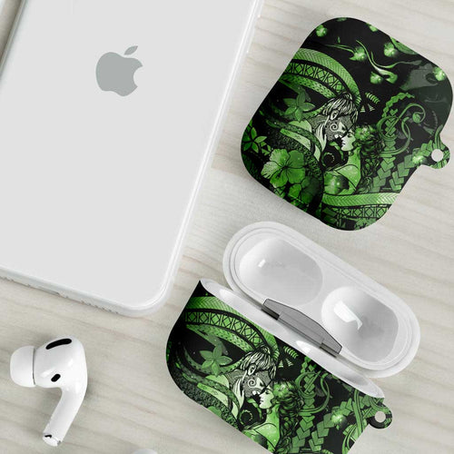Maori Romantic Valentine AirPods Case The Hongi Kiss Green Galaxy