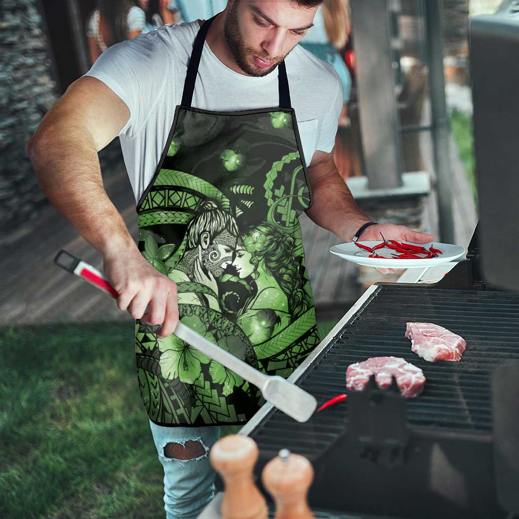 Maori Romantic Valentine Apron The Hongi Kiss Green Galaxy