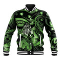 Personalised Maori Romantic Valentine Baseball Jacket The Hongi Kiss Green Galaxy