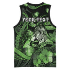 Personalised Maori Romantic Valentine Basketball Jersey The Hongi Kiss Green Galaxy