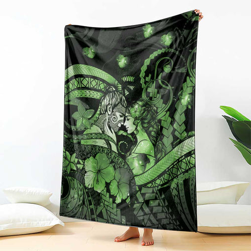 Maori Romantic Valentine Blanket The Hongi Kiss Green Galaxy
