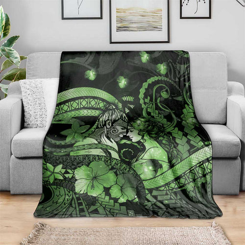 Maori Romantic Valentine Blanket The Hongi Kiss Green Galaxy