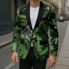 Personalised Maori Romantic Valentine Blazer The Hongi Kiss Green Galaxy