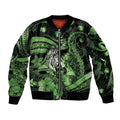 Personalised Maori Romantic Valentine Bomber Jacket The Hongi Kiss Green Galaxy