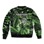 Personalised Maori Romantic Valentine Bomber Jacket The Hongi Kiss Green Galaxy