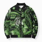 Personalised Maori Romantic Valentine Bomber Puffer Jacket The Hongi Kiss Green Galaxy