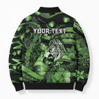 Personalised Maori Romantic Valentine Bomber Puffer Jacket The Hongi Kiss Green Galaxy