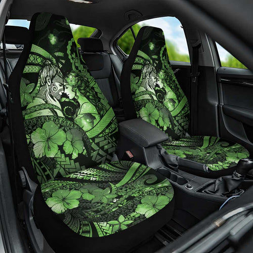 Maori Romantic Valentine Car Seat Cover The Hongi Kiss Green Galaxy