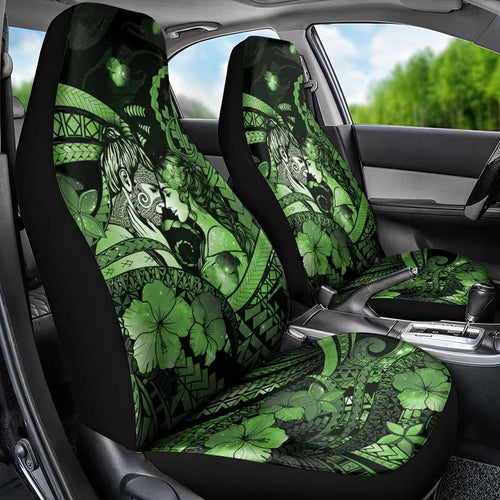 Maori Romantic Valentine Car Seat Cover The Hongi Kiss Green Galaxy