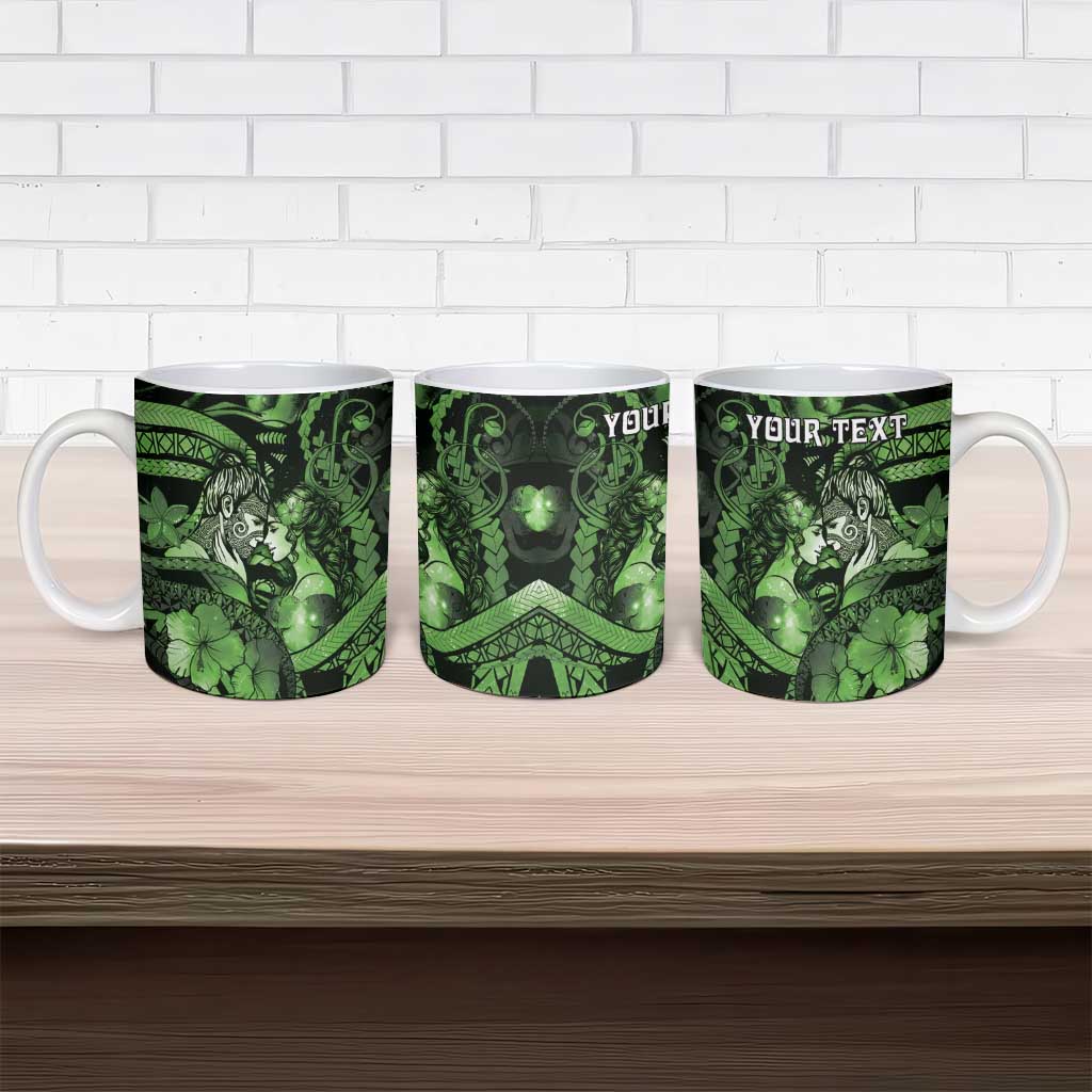 Personalised Maori Romantic Valentine Ceramic Mug The Hongi Kiss Green Galaxy