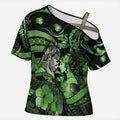 Personalised Maori Romantic Valentine Cross Shoulder Shirt The Hongi Kiss Green Galaxy