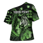 Personalised Maori Romantic Valentine Cross Shoulder Shirt The Hongi Kiss Green Galaxy
