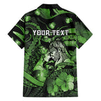 Personalised Maori Romantic Valentine Family Matching Mermaid Dress and Hawaiian Shirt The Hongi Kiss Green Galaxy