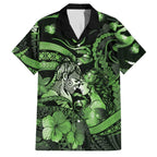 Personalised Maori Romantic Valentine Family Matching Off Shoulder Short Dress and Hawaiian Shirt The Hongi Kiss Green Galaxy
