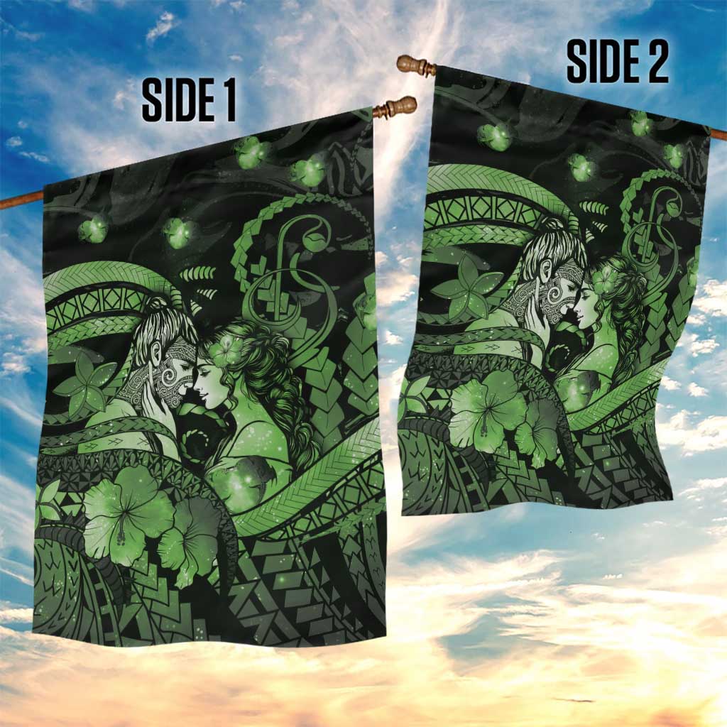 Maori Romantic Valentine Garden Flag The Hongi Kiss Green Galaxy