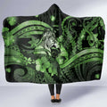Maori Romantic Valentine Hooded Blanket The Hongi Kiss Green Galaxy