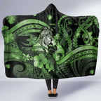 Maori Romantic Valentine Hooded Blanket The Hongi Kiss Green Galaxy