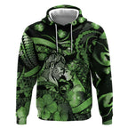Personalised Maori Romantic Valentine Hoodie The Hongi Kiss Green Galaxy