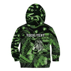 Personalised Maori Romantic Valentine Kid Hoodie The Hongi Kiss Green Galaxy