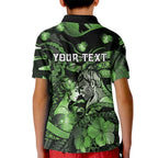 Personalised Maori Romantic Valentine Kid Polo Shirt The Hongi Kiss Green Galaxy