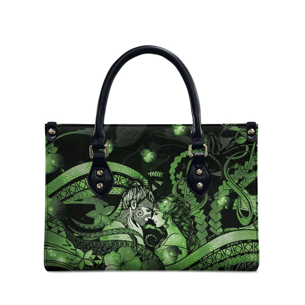 Maori Romantic Valentine Leather Bag The Hongi Kiss Green Galaxy