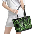 Maori Romantic Valentine Leather Tote Bag The Hongi Kiss Green Galaxy
