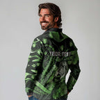Personalised Maori Romantic Valentine Long Sleeve Polo Shirt The Hongi Kiss Green Galaxy