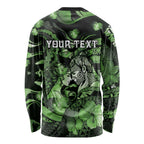 Personalised Maori Romantic Valentine Long Sleeve Shirt The Hongi Kiss Green Galaxy
