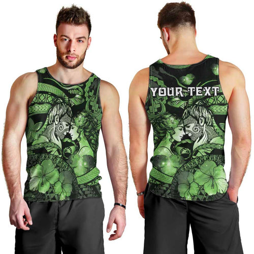 Personalised Maori Romantic Valentine Men Tank Top The Hongi Kiss Green Galaxy