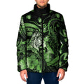 Personalised Maori Romantic Valentine Padded Jacket The Hongi Kiss Green Galaxy