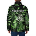 Personalised Maori Romantic Valentine Padded Jacket The Hongi Kiss Green Galaxy