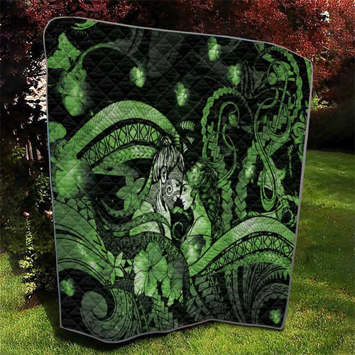 Maori Romantic Valentine Quilt The Hongi Kiss Green Galaxy