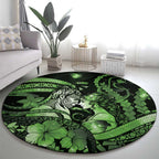 Maori Romantic Valentine Round Carpet The Hongi Kiss Green Galaxy