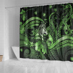 Maori Romantic Valentine Shower Curtain The Hongi Kiss Green Galaxy
