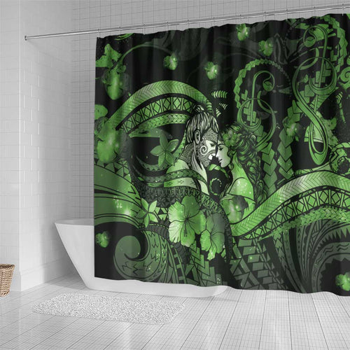 Maori Romantic Valentine Shower Curtain The Hongi Kiss Green Galaxy